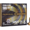 Federal HST 9mm +P Ammo 124 Grain JHP nickel plated brass
