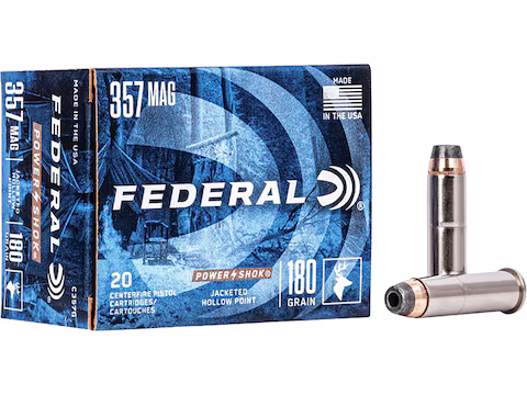 Federal Power-Shok 357 Magnum Ammo 180 Grain Semi-Jacketed Hollow Point Box of 20