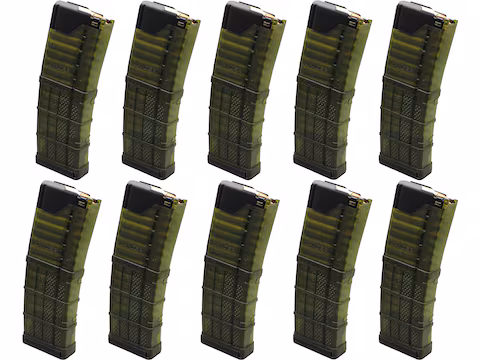 Lancer Systems L5 AWM Advanced Warfighter Magazine AR-15 223 Remington, 5.56x45mm 30-Round Polymer Translucent Olive Drab 10PK