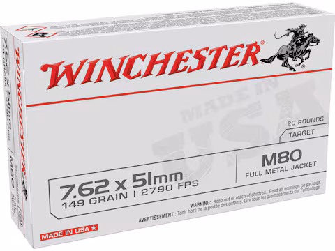 Winchester White Box USA 7.62x51mm NATO Ammo 149 Grain Full Metal Jacket