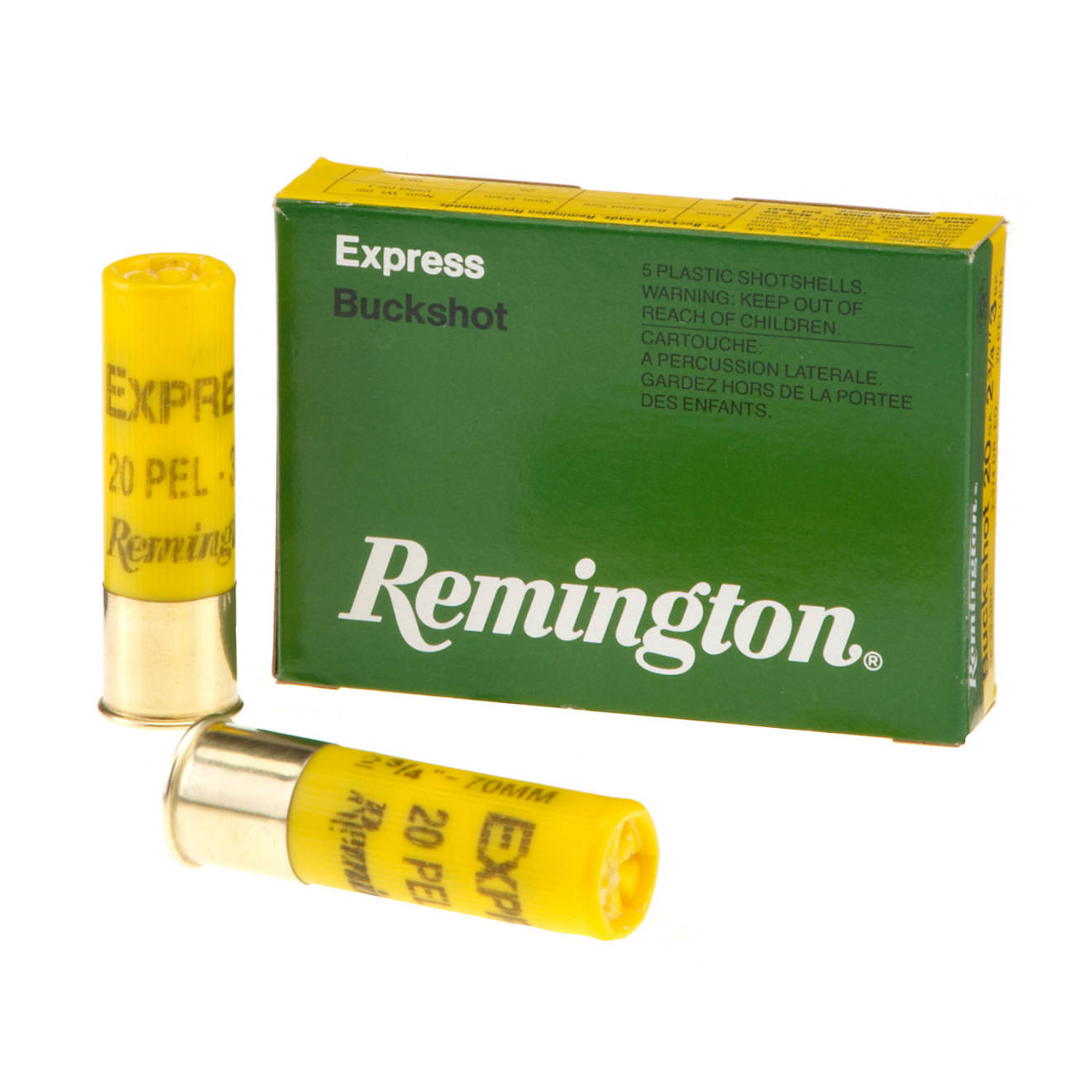 Remington Express 20 Gauge 2-3/4 Inch #3 Buckshot 500 Round Case with 20 Pellet Load, Polymer Buffering, and 1,220 FPS for Hog and Predator Hunting