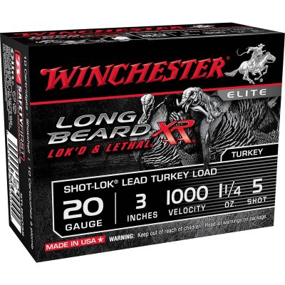 Winchester Long Beard Turkey 20 Gauge 3 Inch #5 Lead Shot 500 Round Bulk Case with Shot-Lok Technology for Turkey Hunting