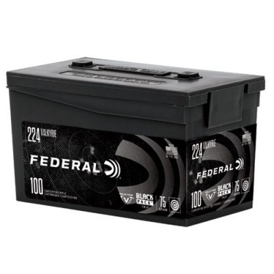 Federal Black Pack .224 Valkyrie 75 grain TMJ ammunition, 100-round sealed package