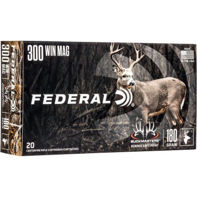 Federal Premium Buckmasters .300 Win Mag 180 Grain Bonded Soft Point Rifle Ammunition 500 Rounds
