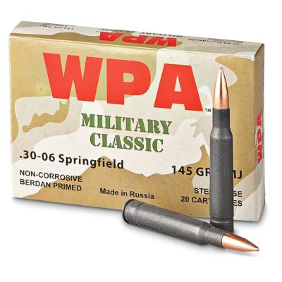 Wolf 30-06 Ammo 145 Grain FMJ Military Classic steel case rifle ammunition