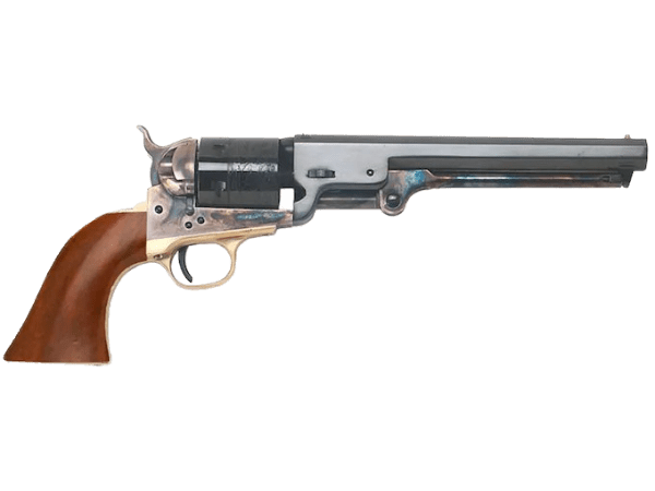 233373.png Cimarron Man With No Name Revolver .38 Special 7.5-Inch Barrel with Color Case Hardened Frame, Blue Finish, and Walnut Grip