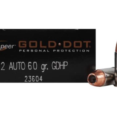 Speer Gold Dot Ammunition 32 ACP 60 Grain Jacketed Hollow Point 500 rounds