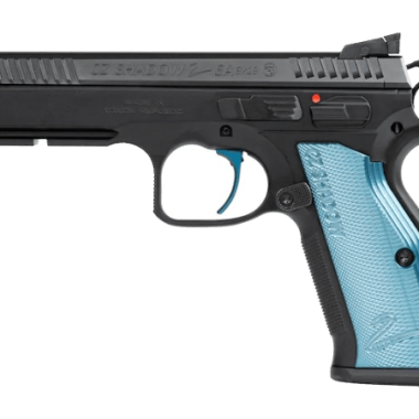 CZ Shadow 2 SA 9mm Pistol with 4.89-Inch Barrel, 17-Round Capacity, Steel Frame, and Blue Aluminum Grips