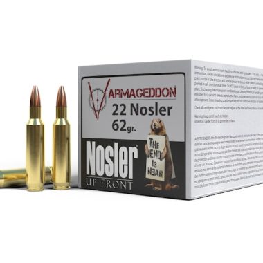 Nosler Varmageddon Ammunition 22 Nosler 62 Grain Hollow Point Flat Base 500 rounds