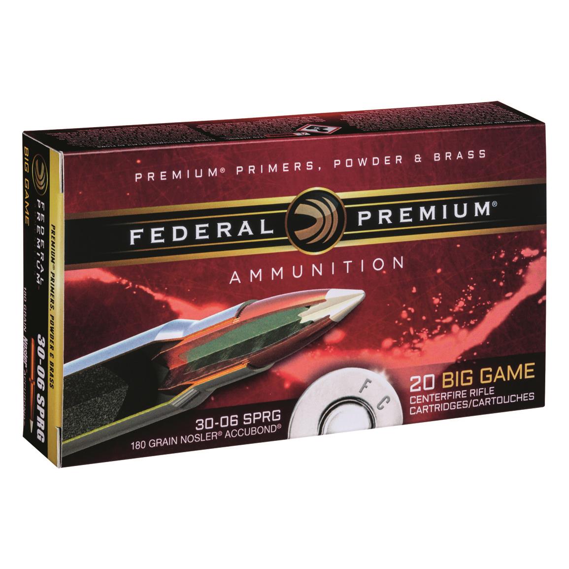 Federal Vital-Shok 30-06 Ammo 180 Grain Nosler AccuBond Polymer Tipped hunting ammunition