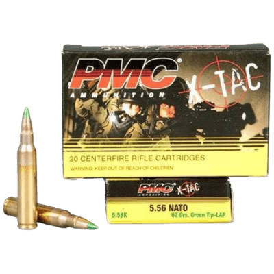 PMC X-TAC 5.56 ammo 62 grain green tip ammunition box