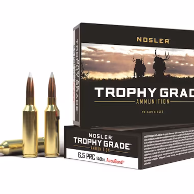 Nosler Trophy Grade 6.5 PRC Ammo 140 Grain Nosler AccuBond Bonded Polymer Tip Box of 20