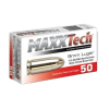 MaxxTech 9mm ammo 115 grain FMJ brass case range ammunition