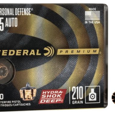 45 ACP Self Defense Ammo Federal Hydra-Shok Deep 210 Grain JHP ammunition