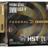Federal HST 9mm +P ammo 124 grain jacketed hollow point ammunition