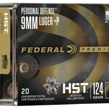 Federal HST 9mm +P ammo 124 grain jacketed hollow point ammunition