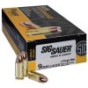 SIG Sauer Elite Ball 9mm ammo 115 grain FMJ brass case ammunition