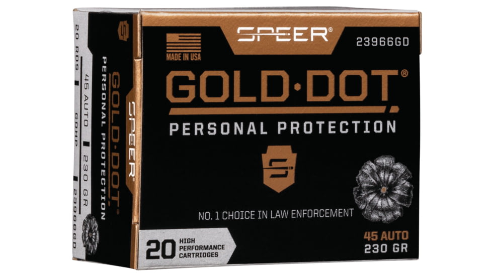 45 ACP JHP Ammo Speer Gold Dot 230 Grain 45 ACP JHP Ammo Speer Gold Dot 230 Grain Hollow Point ammunition