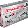 Winchester 45 ACP Ammo WIN1911 230 Grain Full Metal Jacket nickel plated bullet ammunition